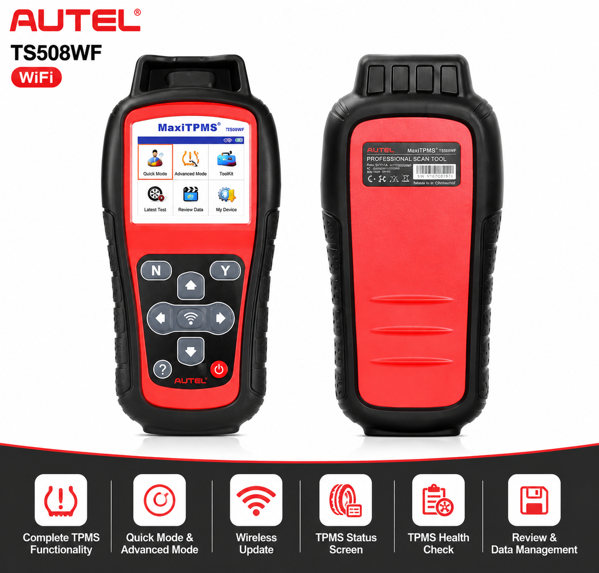 Autel MaxiTPMS TS508WF TPMS Diagnostic & Sensor Programming Tool – WiFi