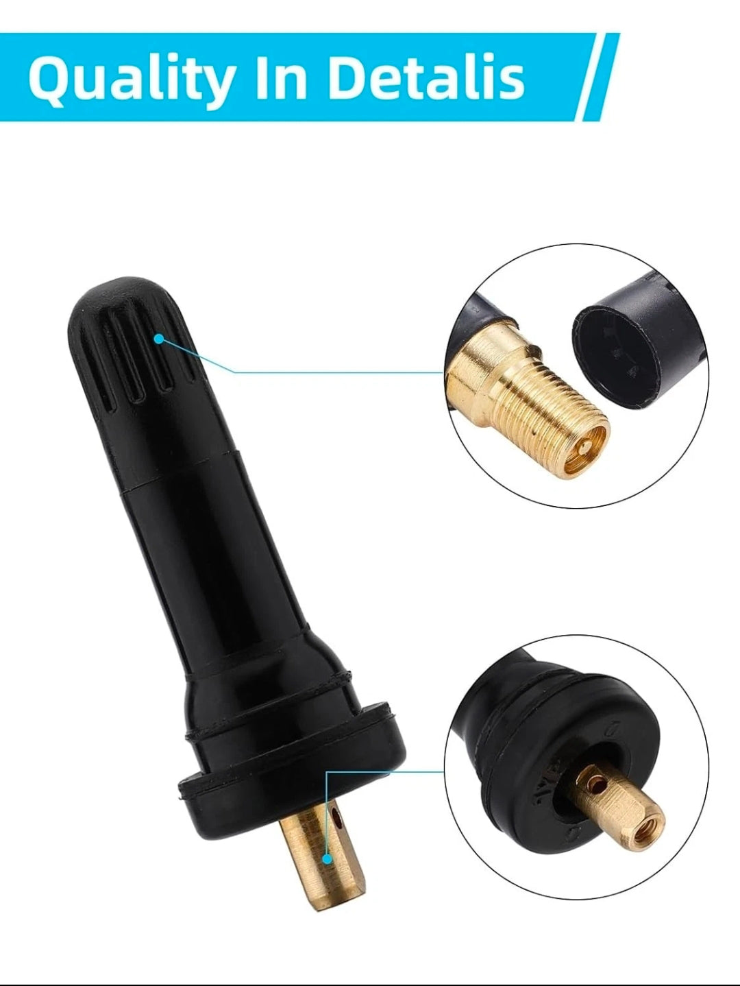 100x TPMS Rubber Valve Stems Compatible with Ford TPMS Sensors Service Kit