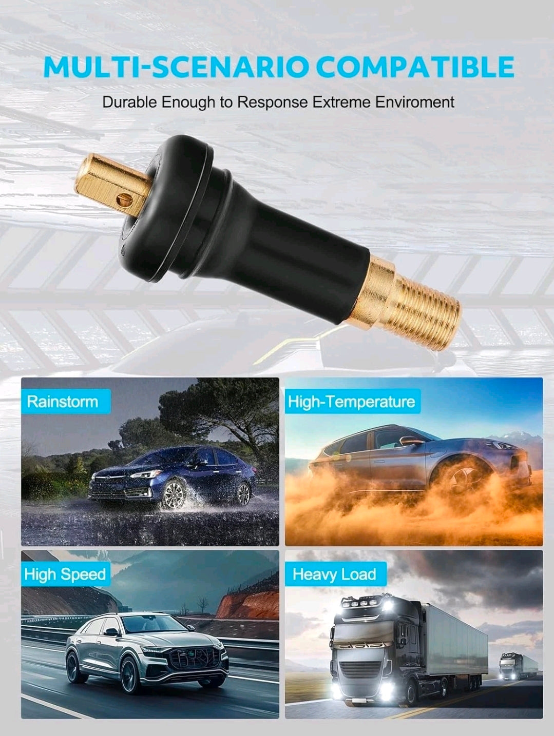 100x TPMS Rubber Valve Stems Compatible with Ford TPMS Sensors Service Kit