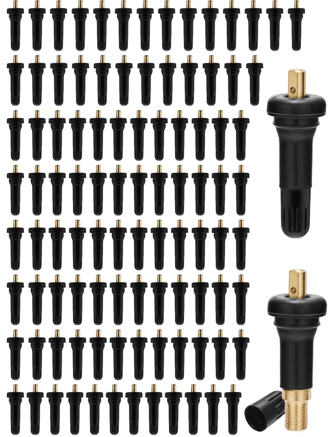 100x TPMS Rubber Valve Stems Compatible with Ford TPMS Sensors Service Kit